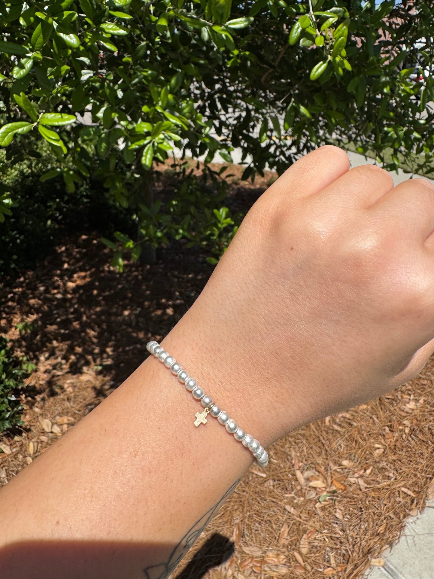 Luxe Cross Bracelet- White