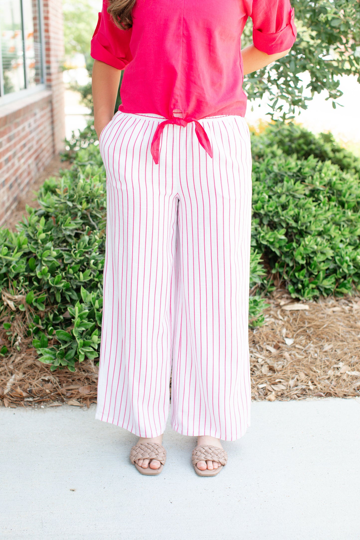 Striped Pull On Pants