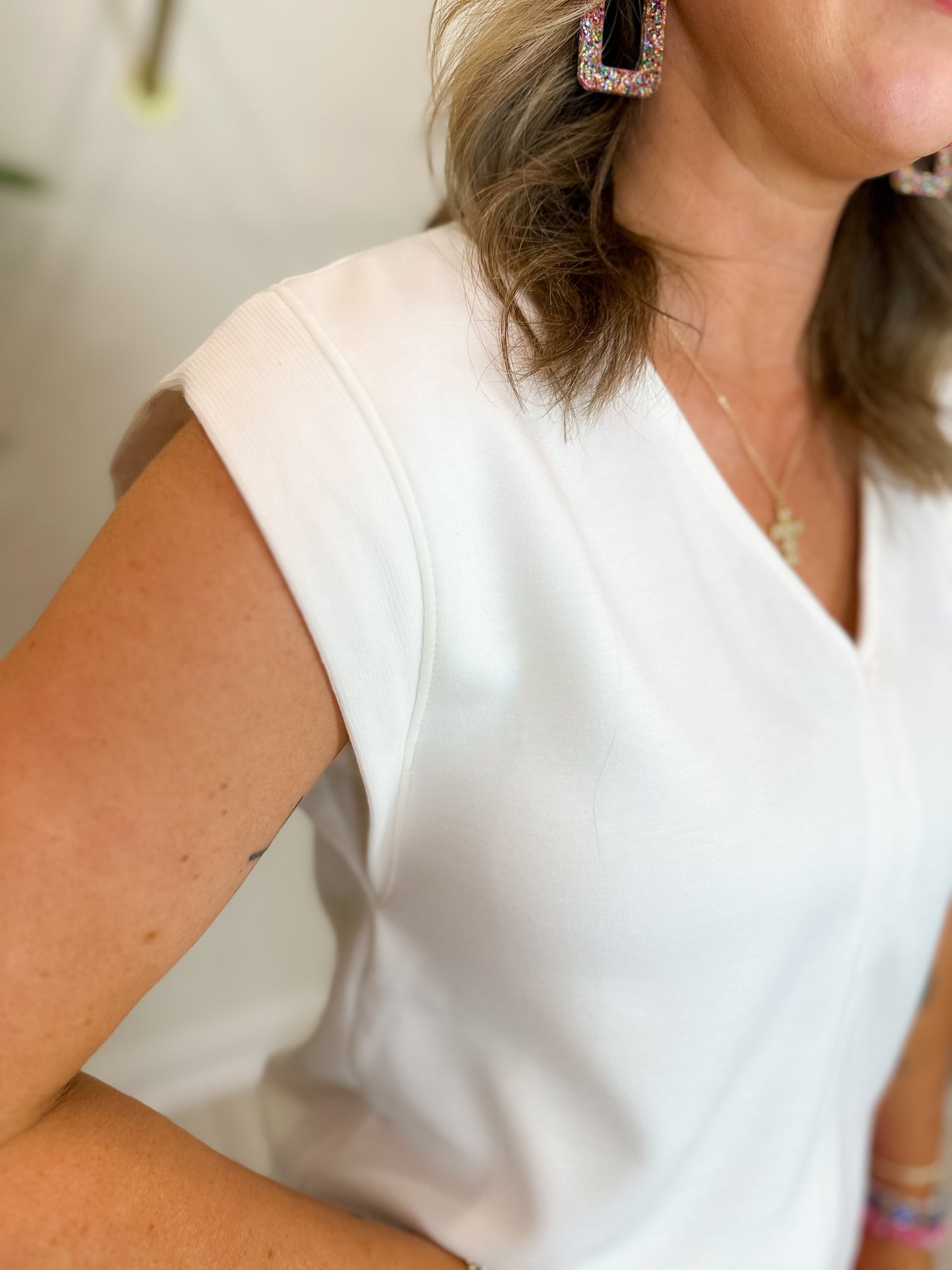 Cream Cap Sleeve Top