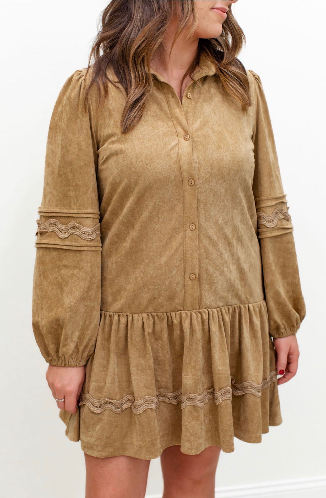 Faux Suede Babydoll Dress