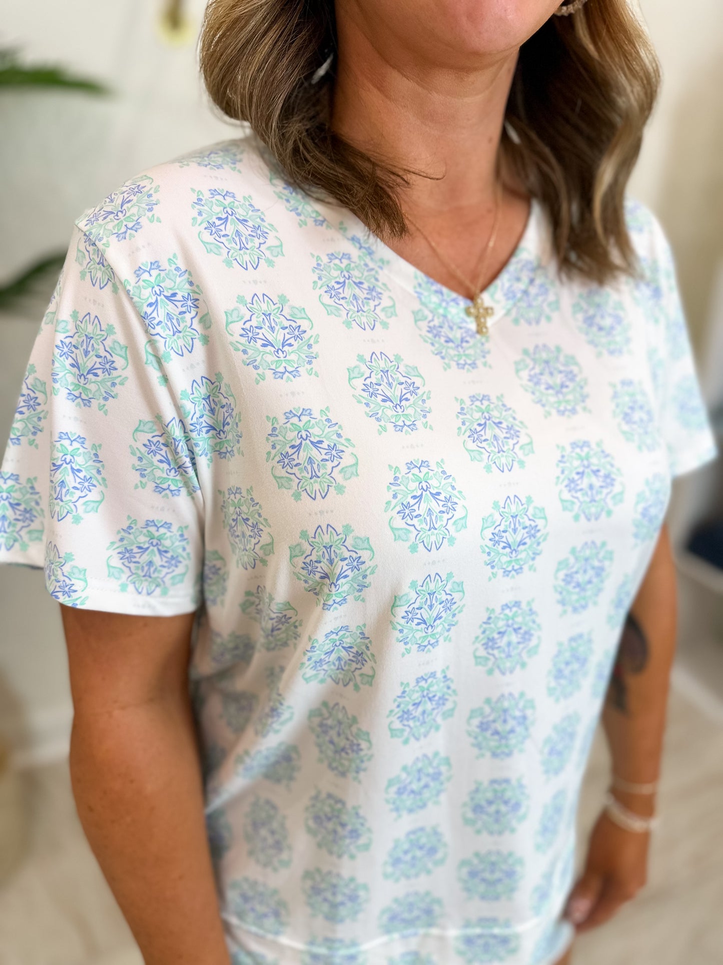 Alli Pajama Shorts Set| Meadow Dreams Blue
