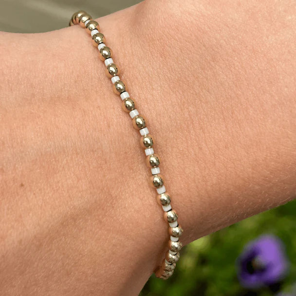 3mm Newport Ivory and Gold Bracelet