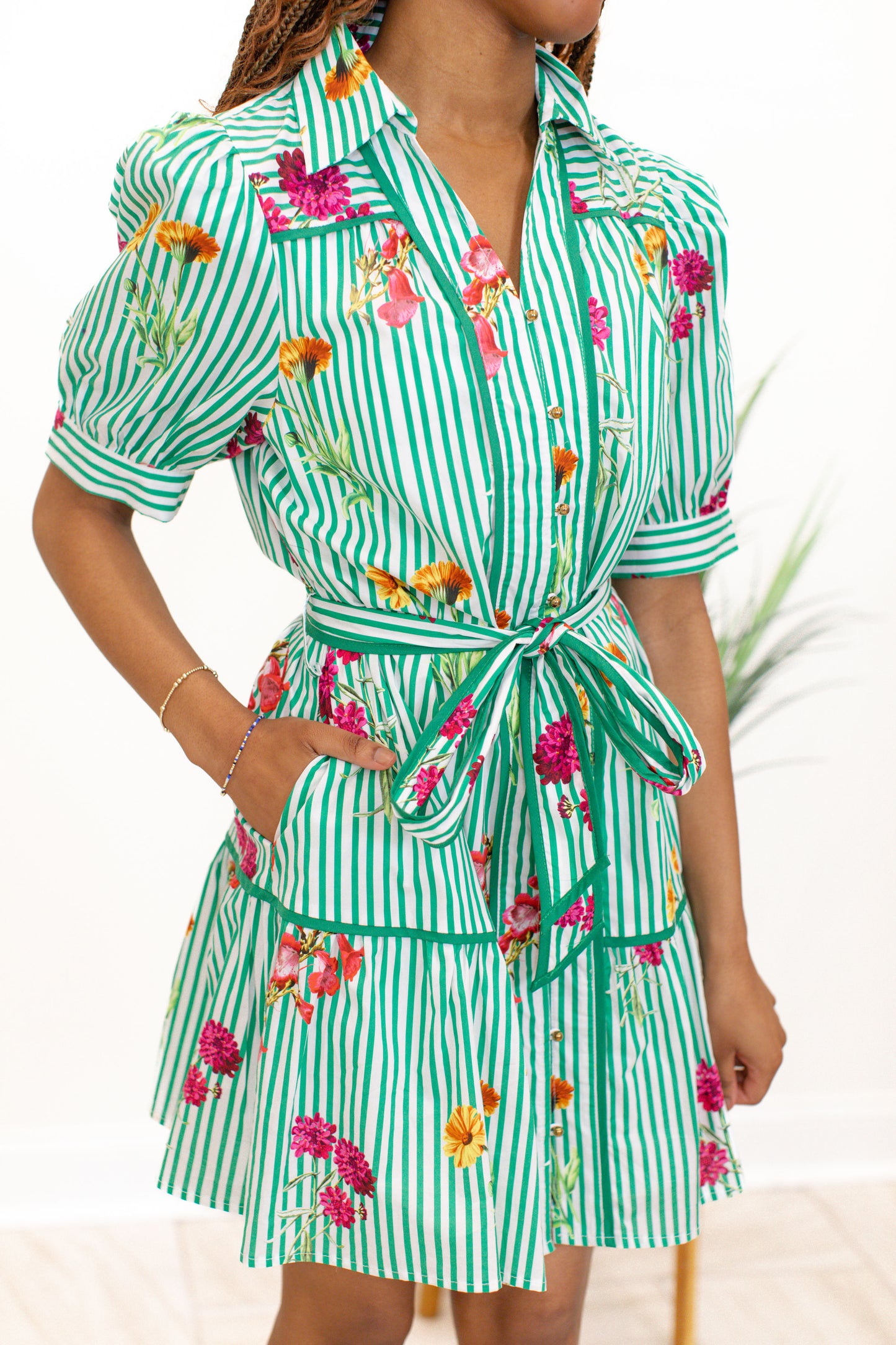 Floral Stripe Mini Dress