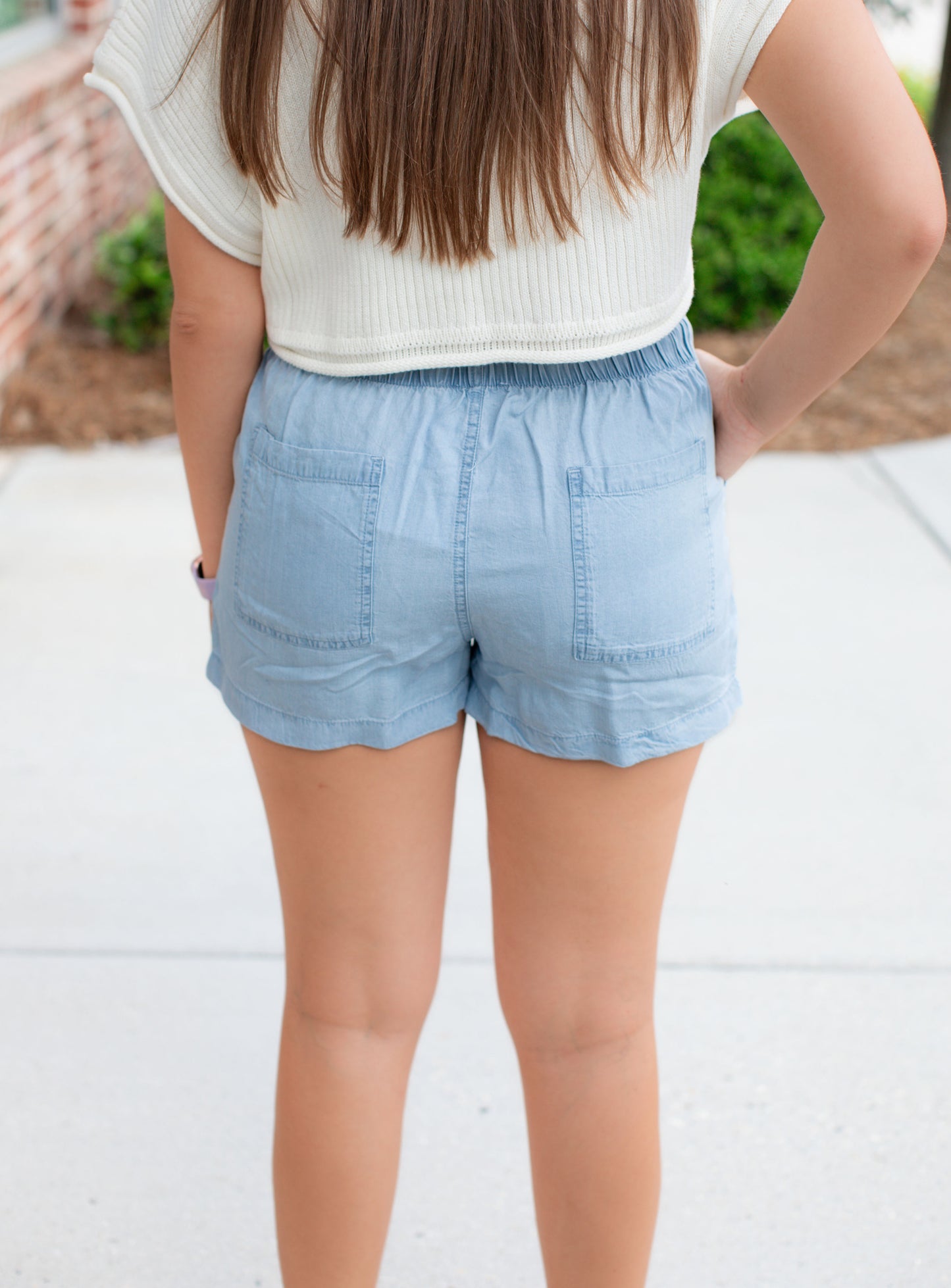 Light Blue Patch Pocket Shorts