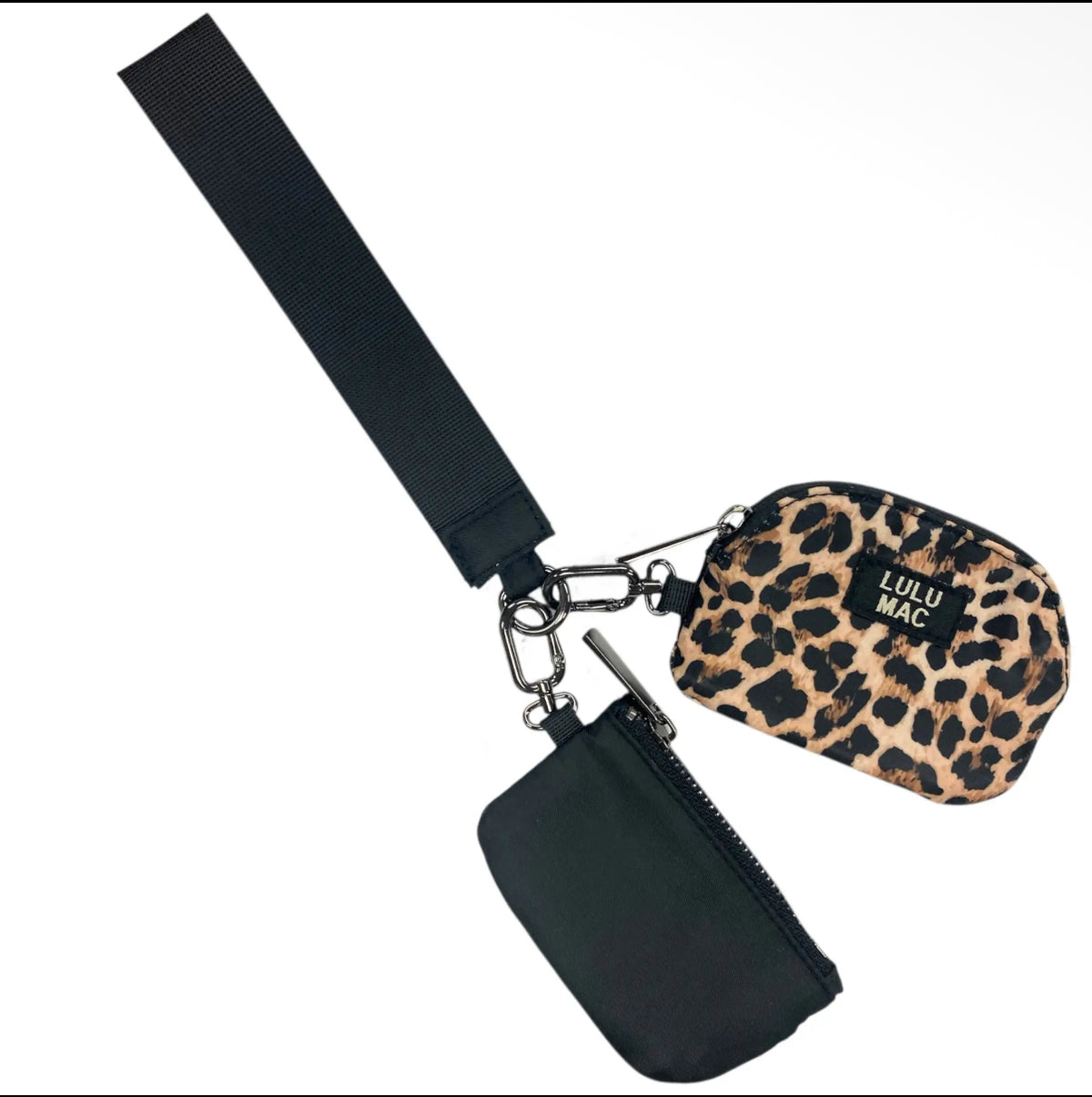Lulu Mack Black/Leopard Double Pouch Wristlet