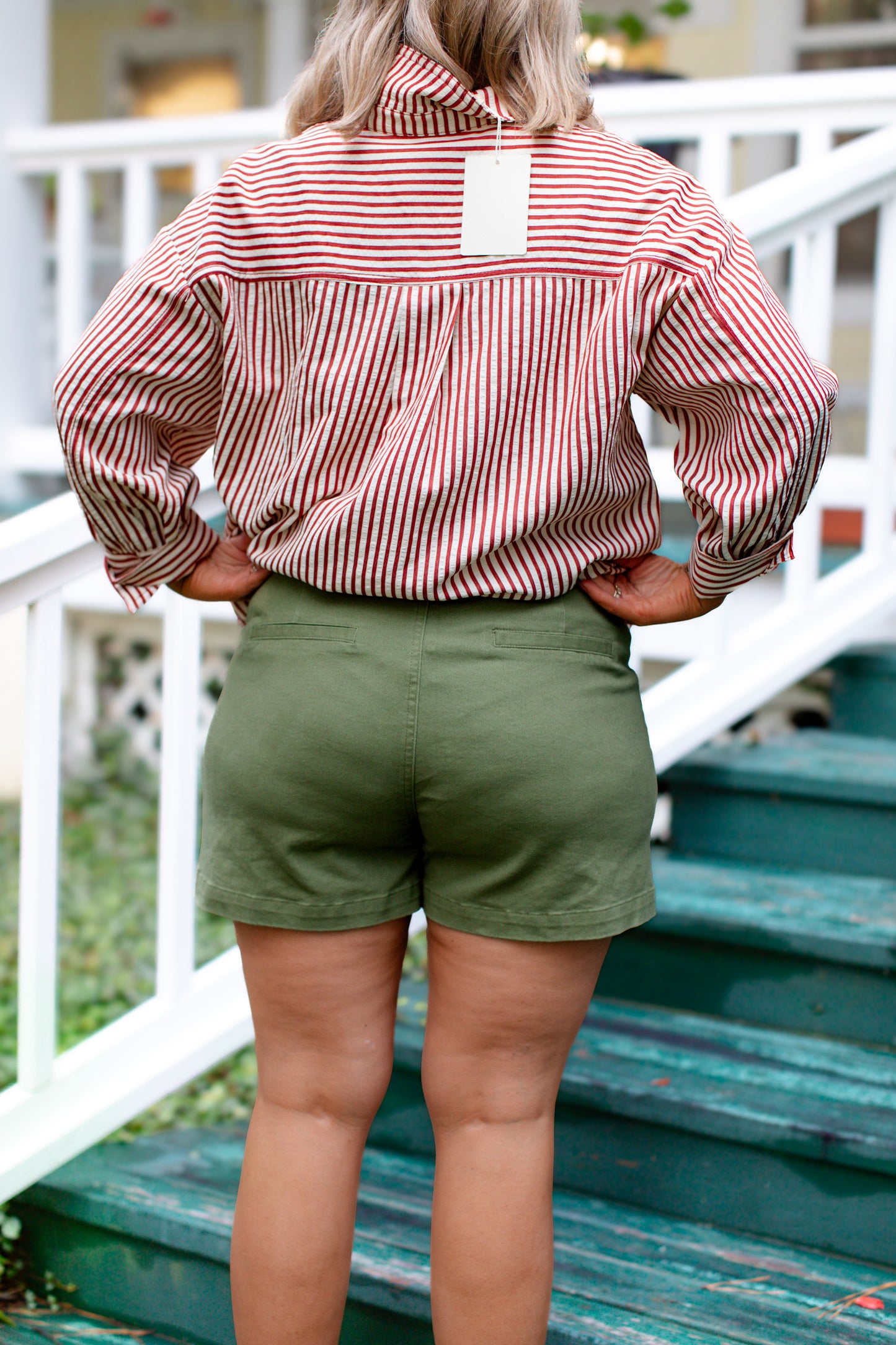 Olive Front Pocket shorts