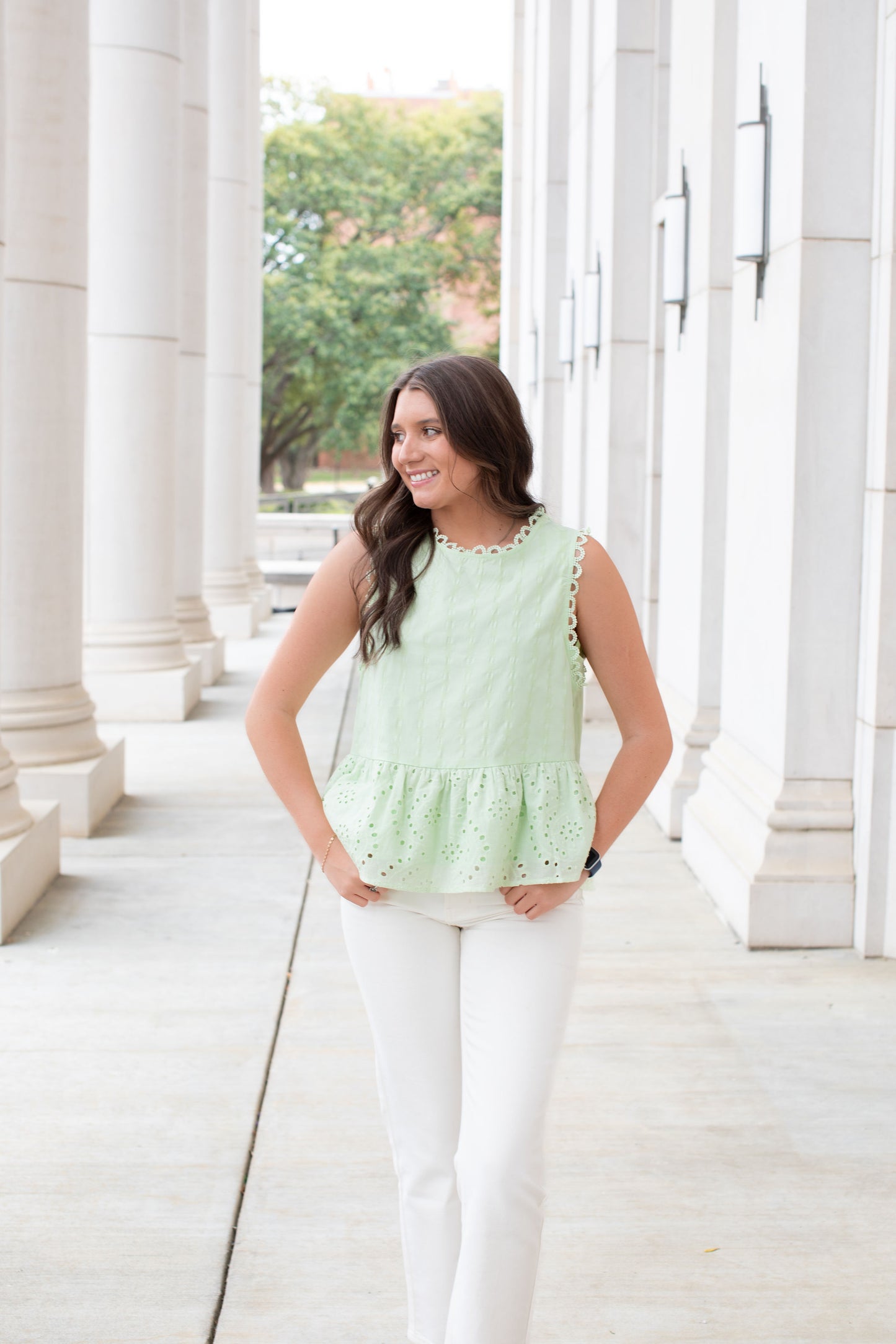 Mint Green Sleeveless Peplum Top
