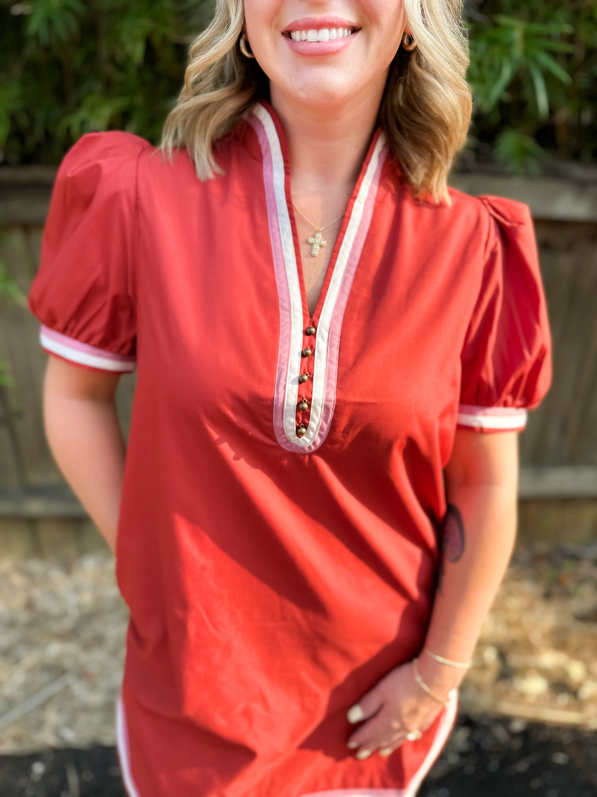 Rust V-neck Dress