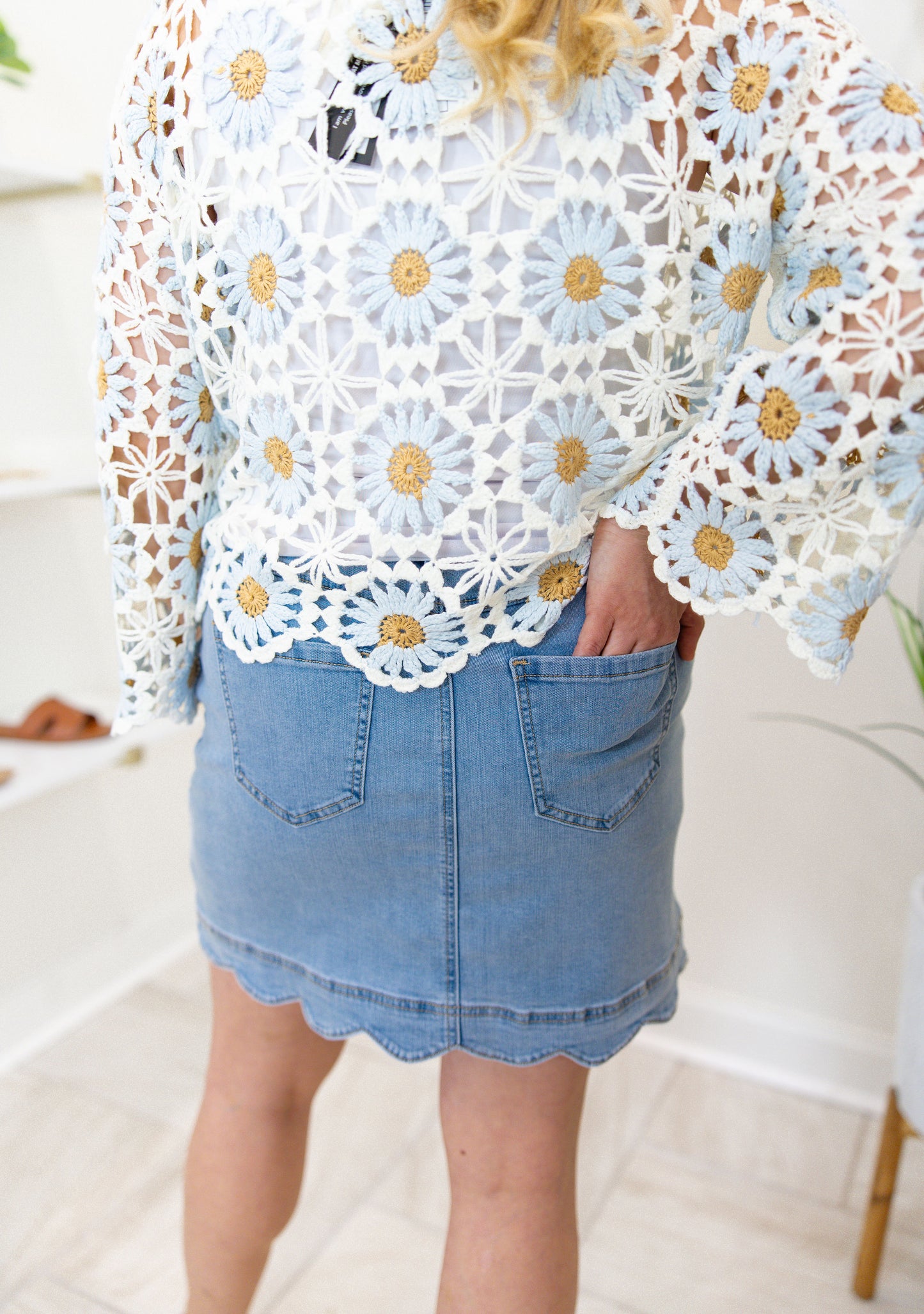 Denim Scalloped Skirt