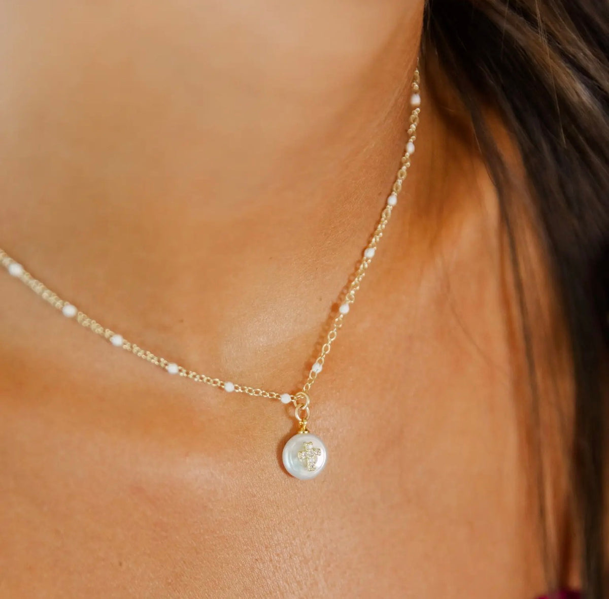 Madison Enamel Cross Necklace