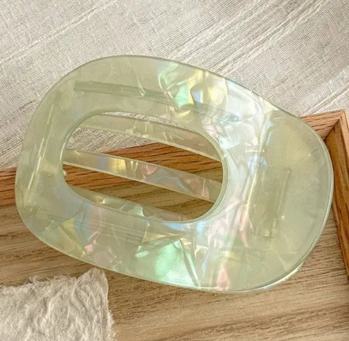 Jumbo Flat Oval Hair Clip - Lime