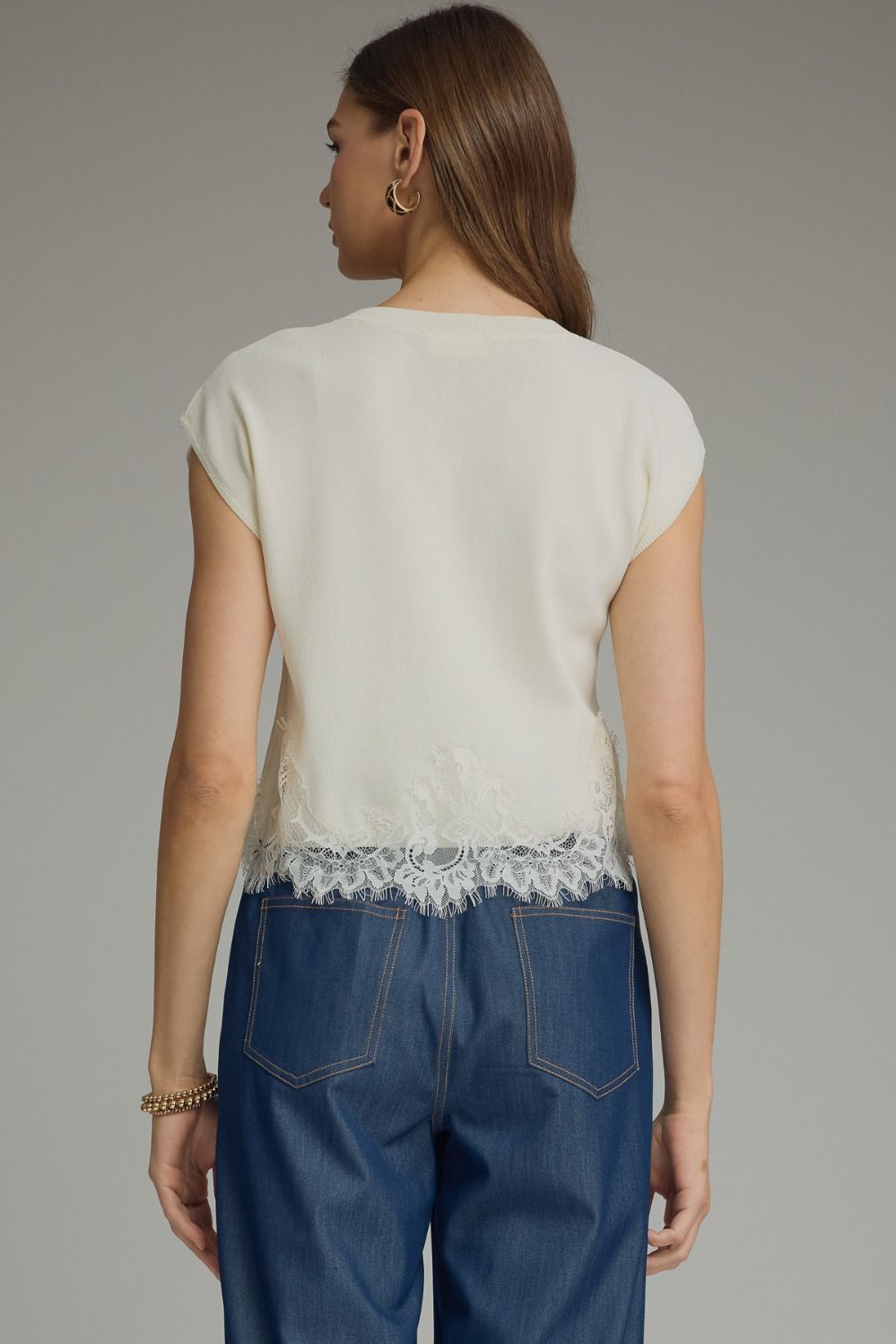 Cream Lace Knit Top