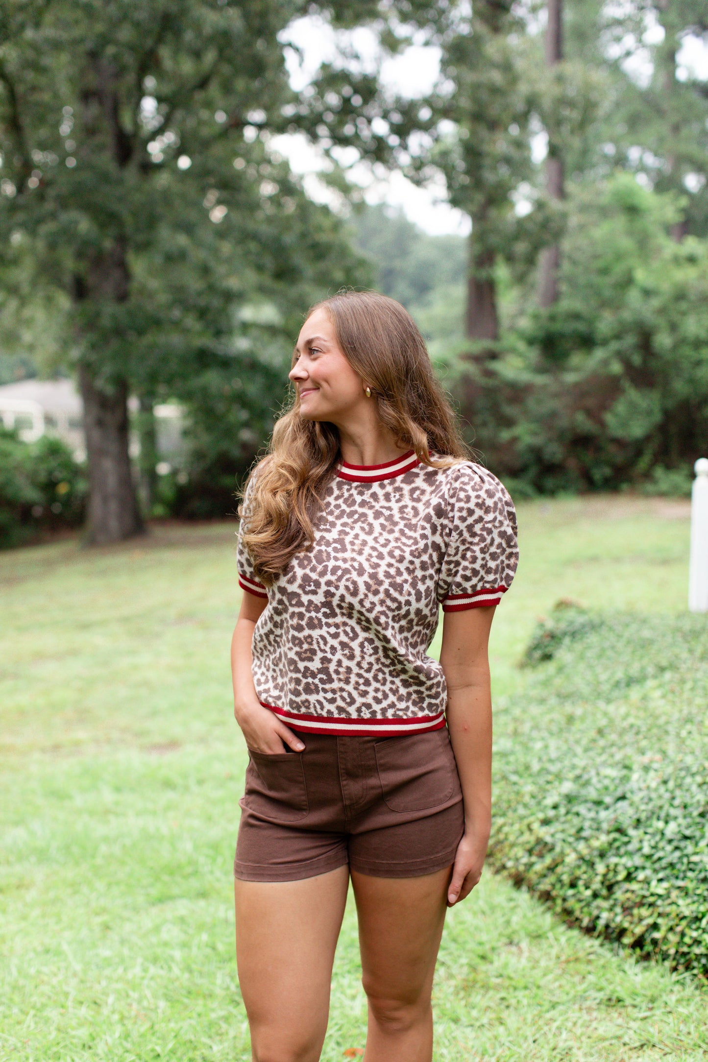 Cheetah Print Top With Maroon Details