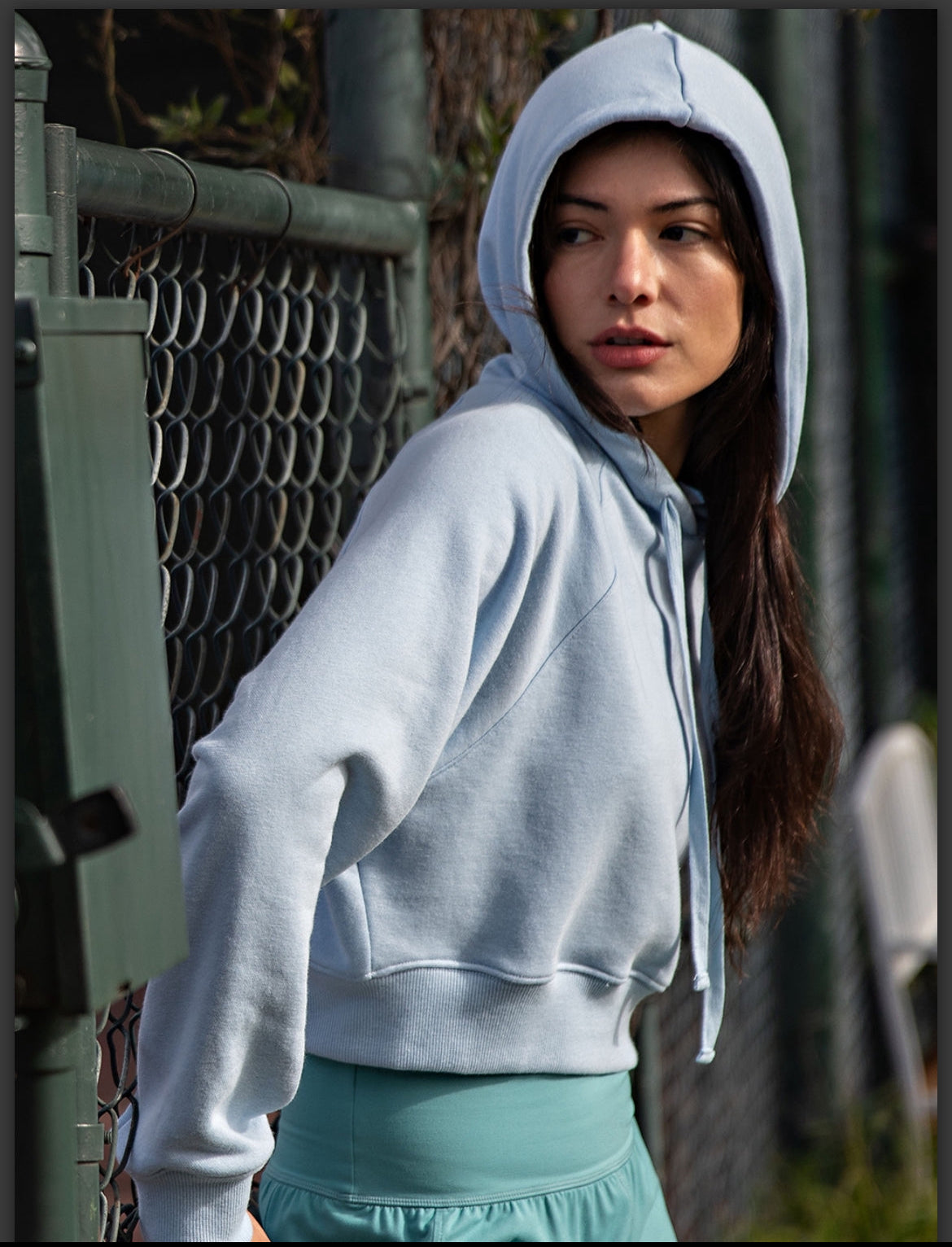 Light Blue Cropped Hoodie