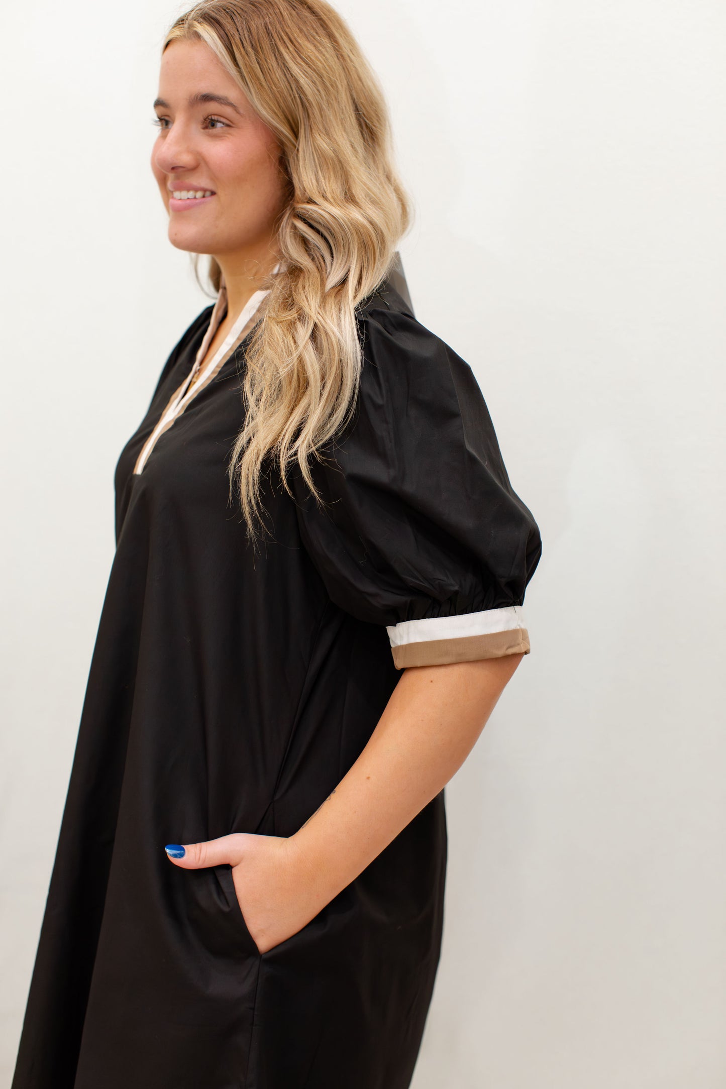 Black V- Neck Dress