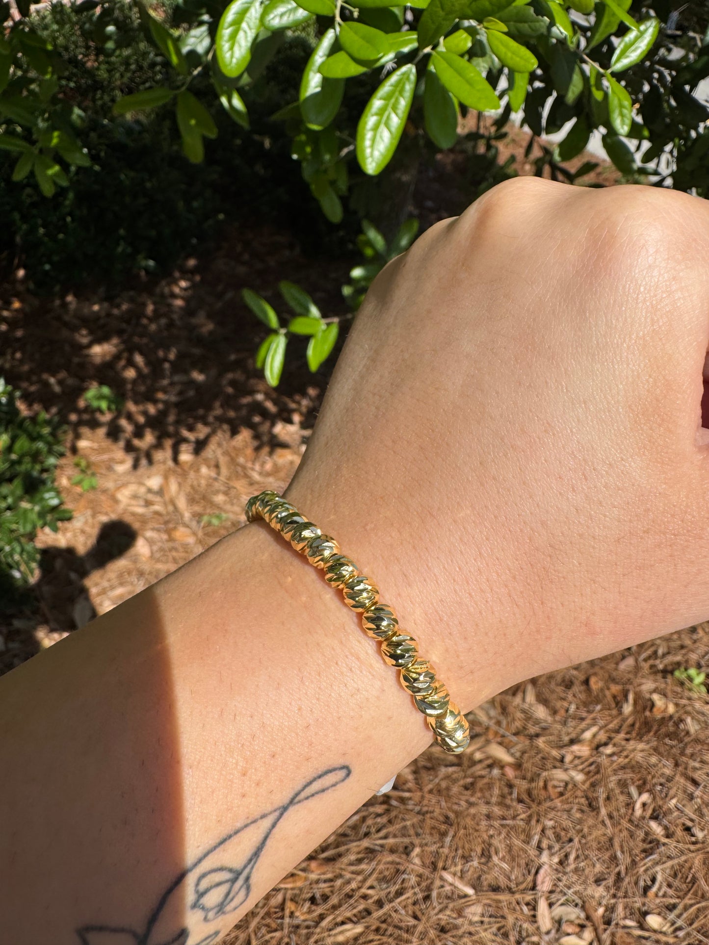 Gold Beam Stretch Bracelet-Large