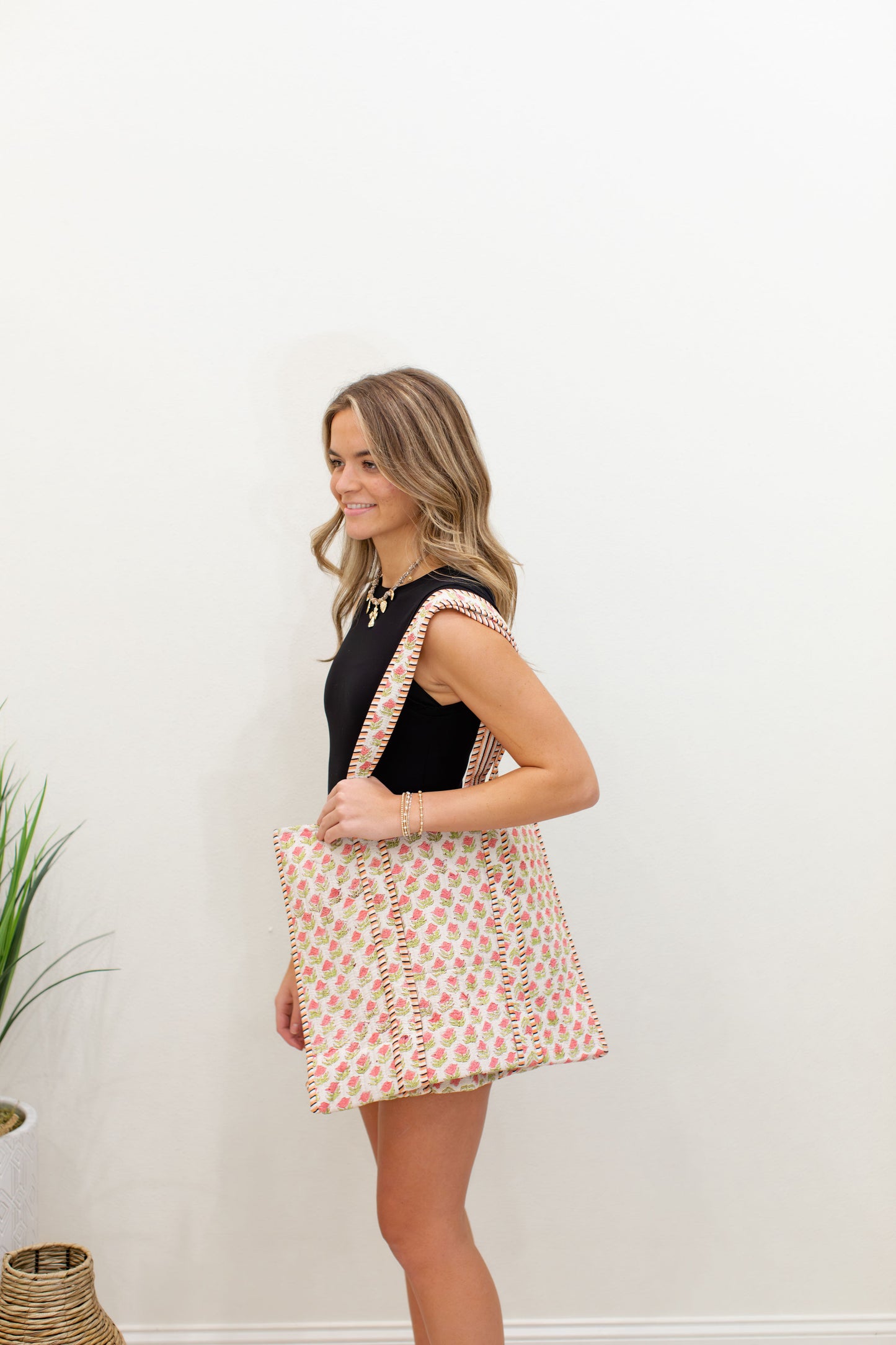 Cottage Rose Quilted Tote Bag