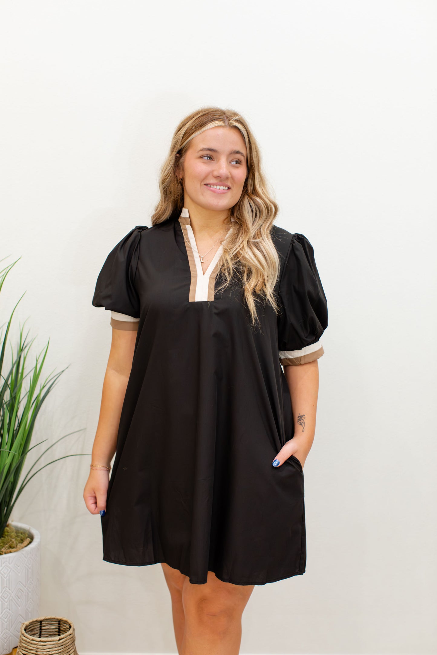Black V- Neck Dress
