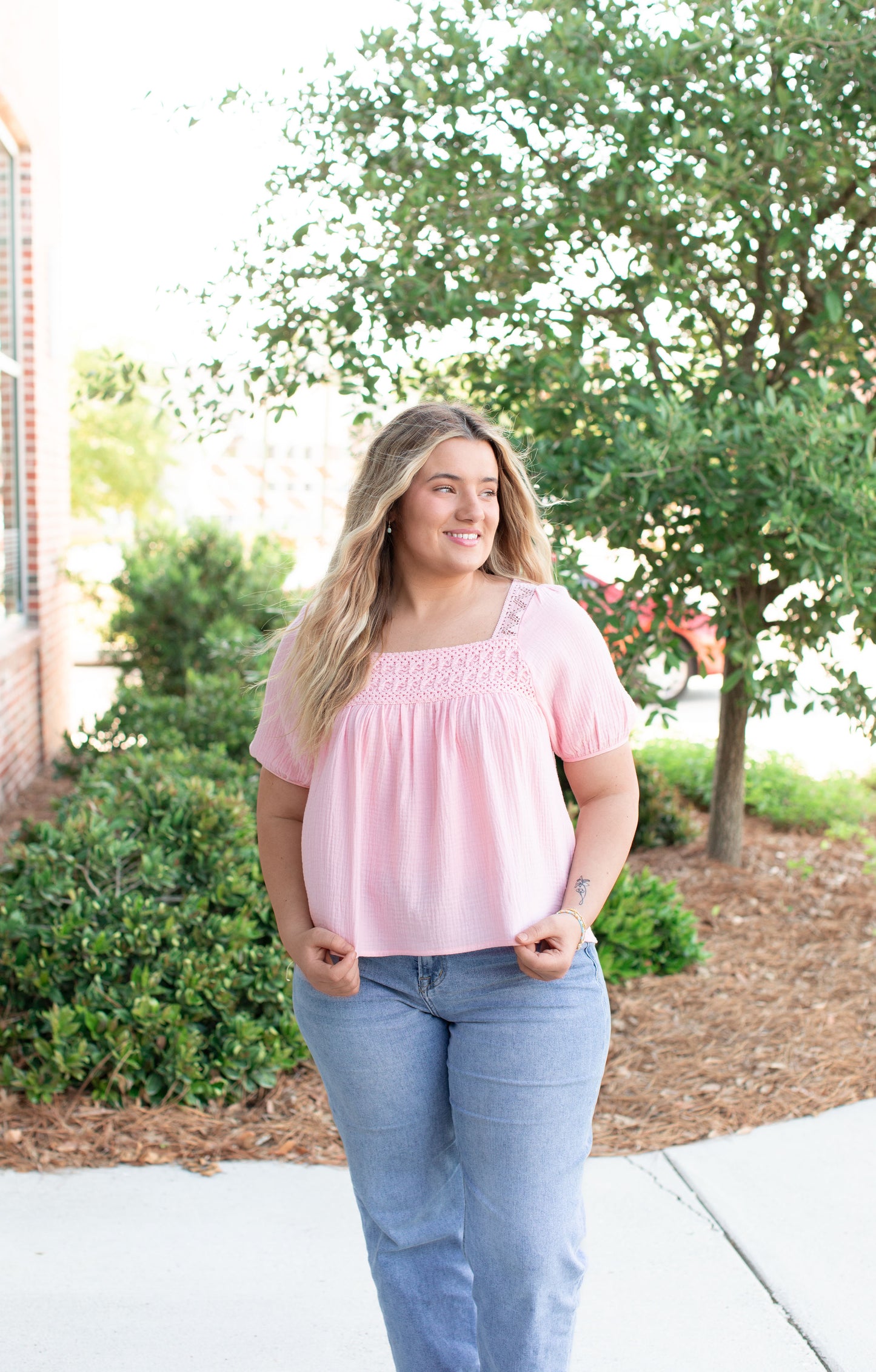 Baby Pink Woven Top