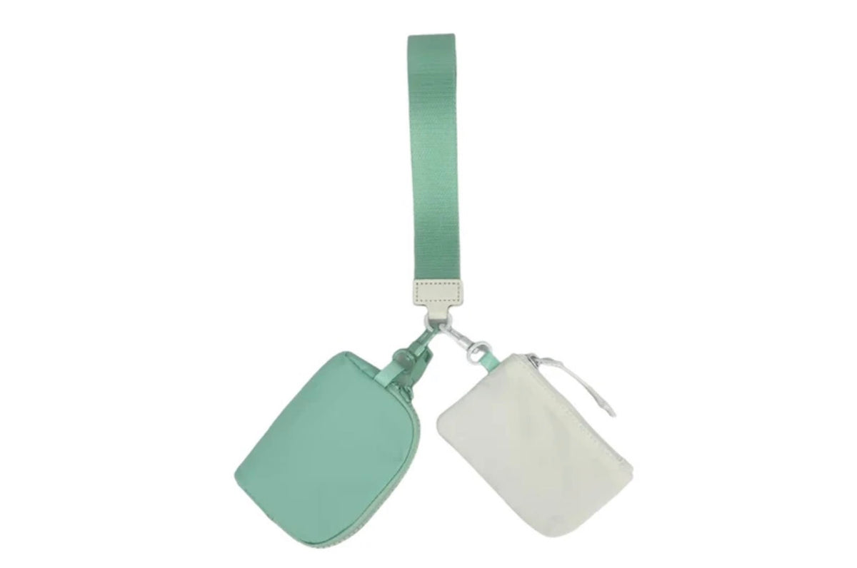 Lulu Mac Mint And White Double Pouch Wristlet