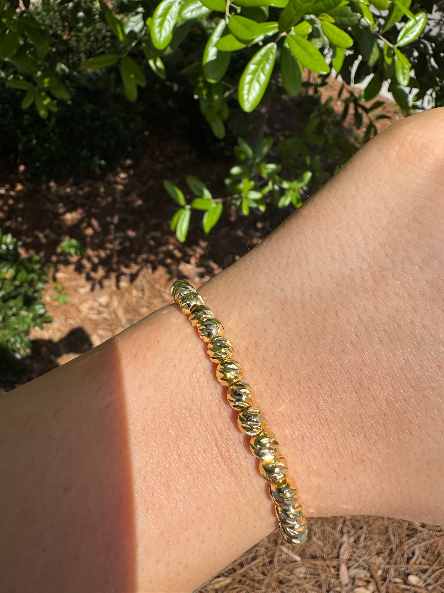 Gold Beam Stretch Bracelet-Large