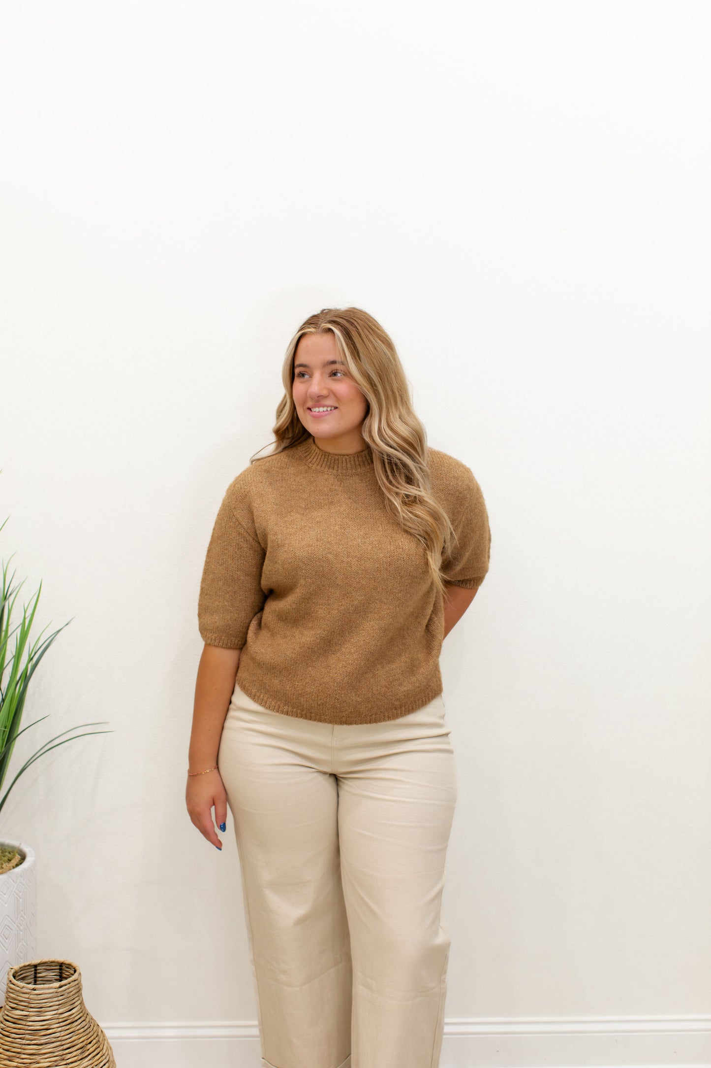 Sesame Elbow Sleeve Balloon Shape Sweater