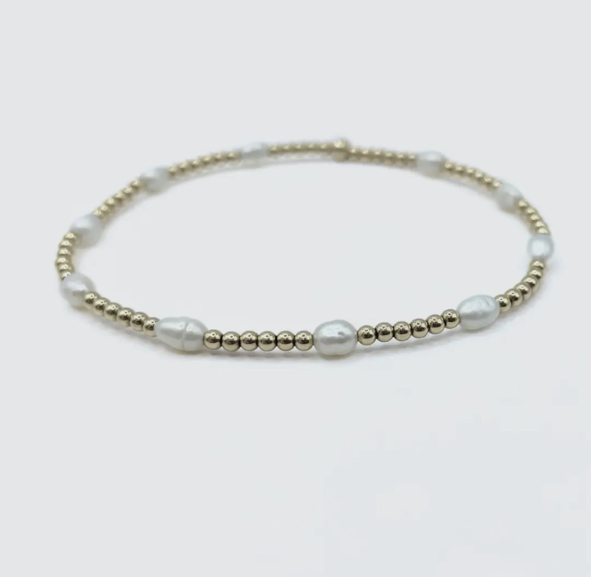 Petite Patterned Rice Pearl Bracelet With 14k Gold-Filled Beads