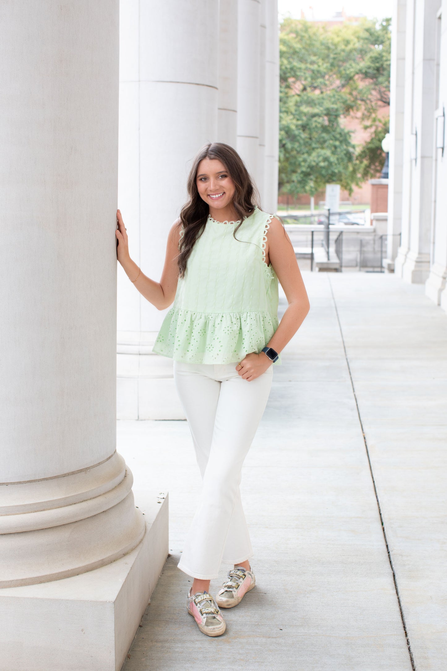 Mint Green Sleeveless Peplum Top