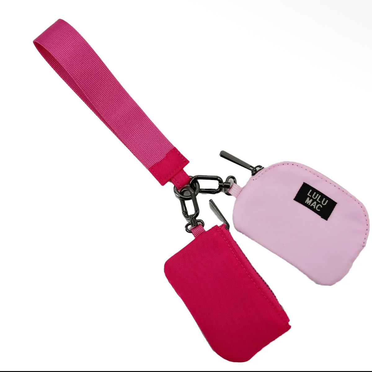 Lulu Mac Hot Pink/Light Pink Double Pouch Wristlet