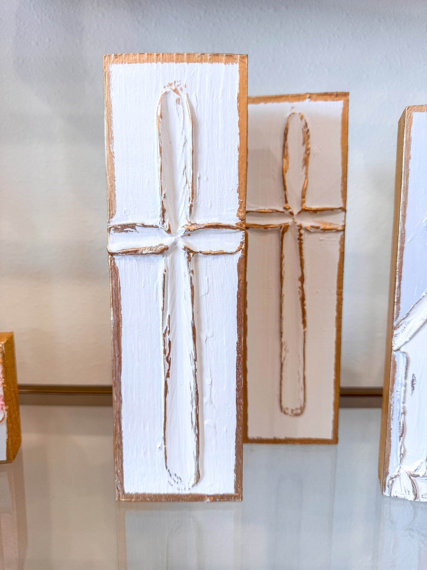 Tall Cross Painted Texture - White