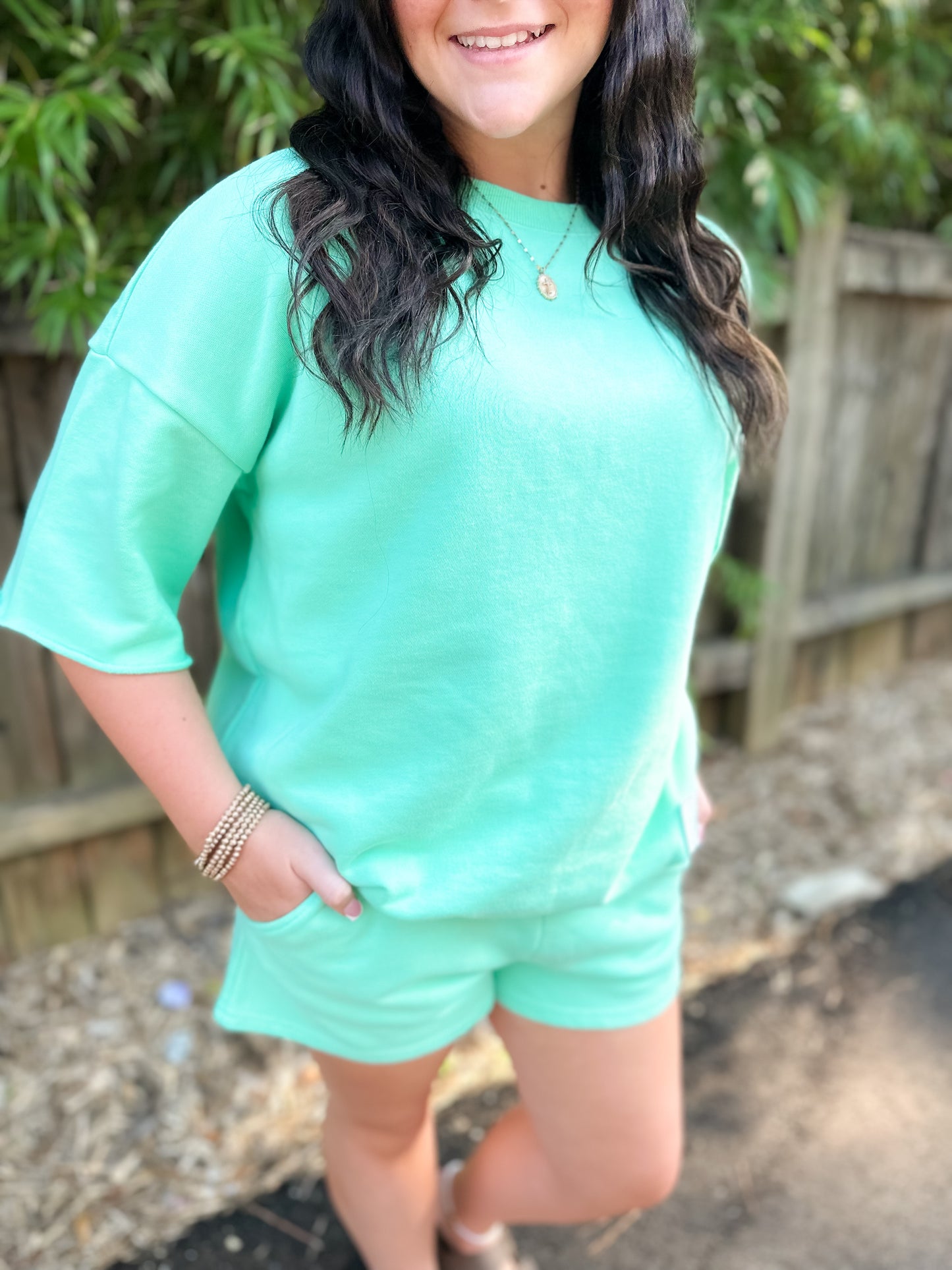 Lulu Mac Quarter Sleeve Terry Cloth - Seafoam