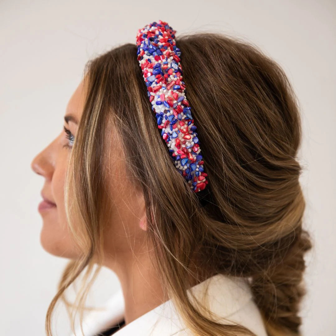 All That Glitters Headband-Red, White & Blue