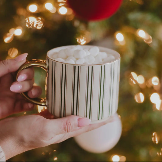 Green Stripe Coffee Mug - Christmas