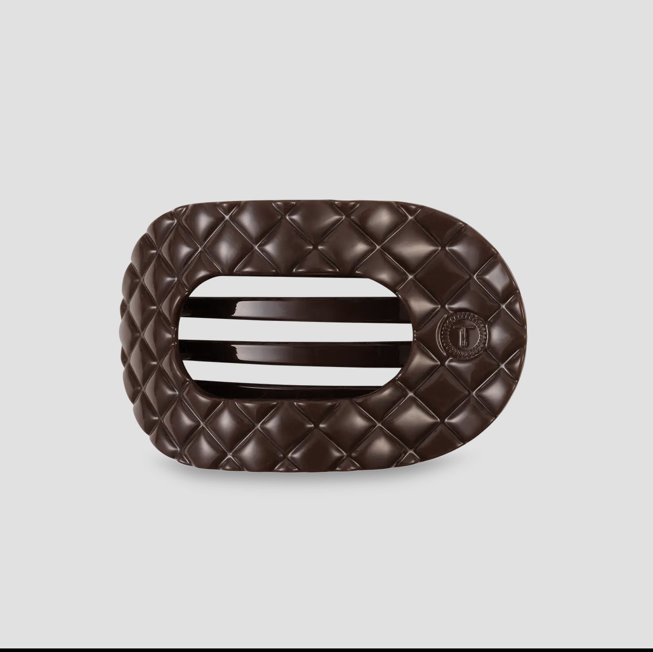 Flat Round Hair Clip Medium Truly Taupe Quilted