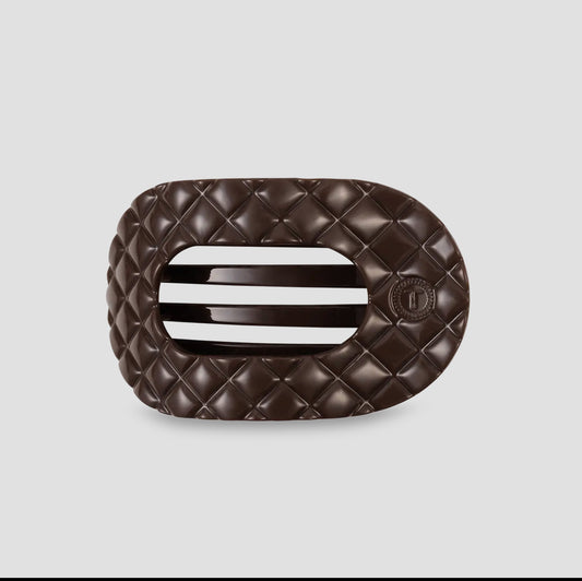 Flat Round Hair Clip Medium Truly Taupe Quilted
