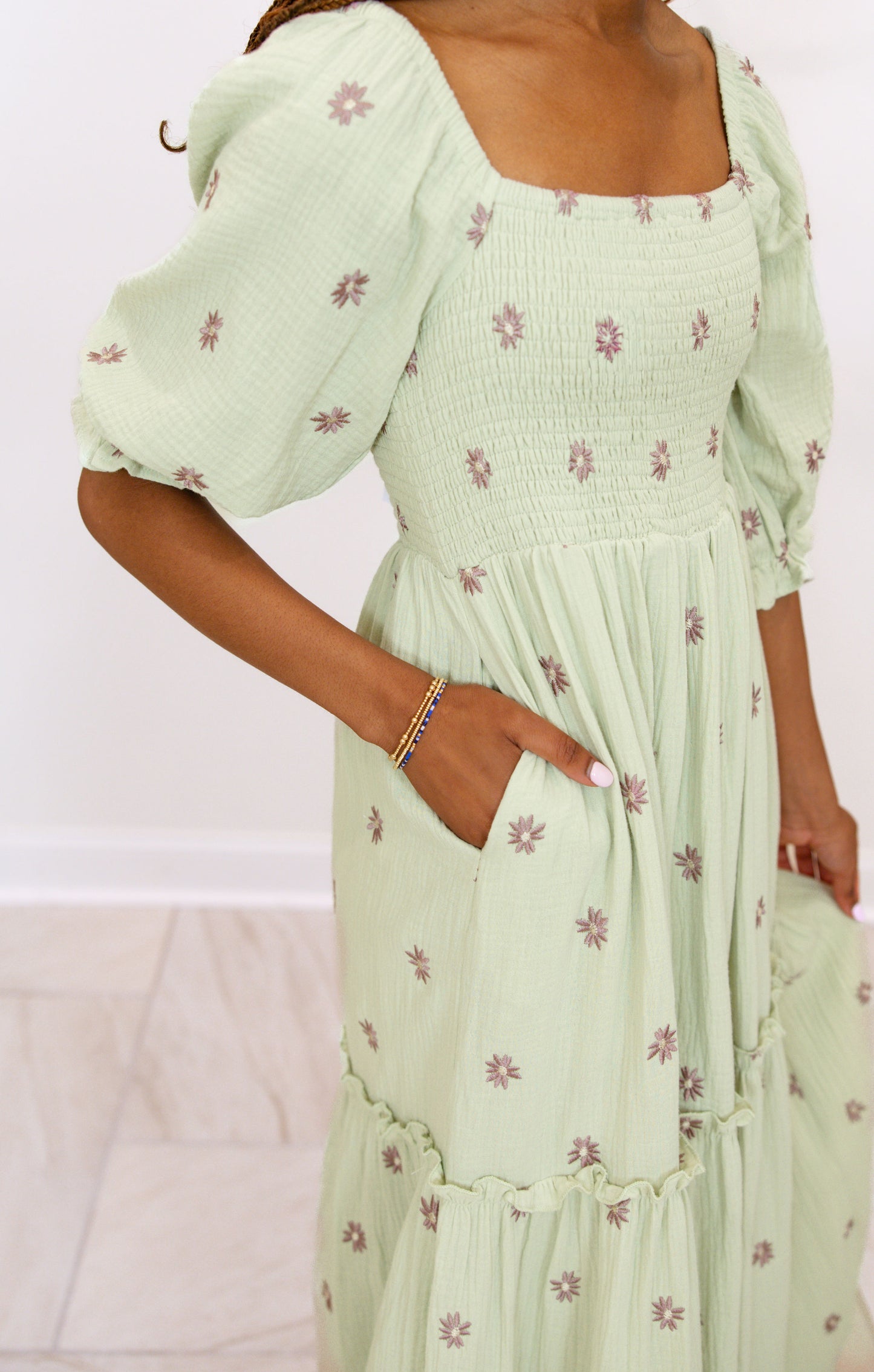 Flower Embroidered Maxi Dress