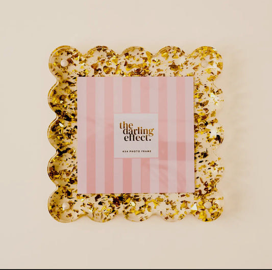 Square Scalloped Acrylic Frame Confetti Gold