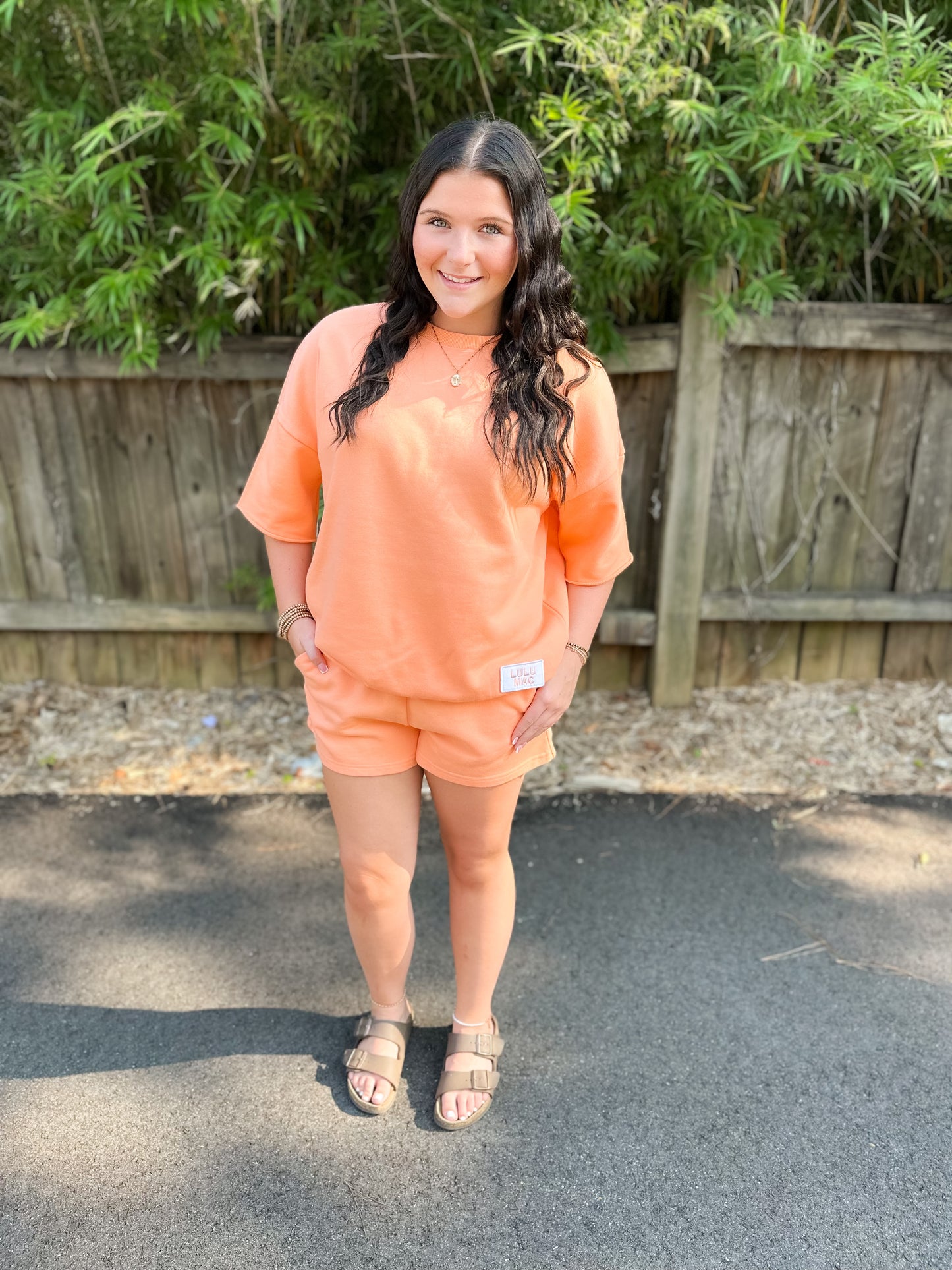 Lulu Mac Quarter Sleeve Terry Cloth - Orange