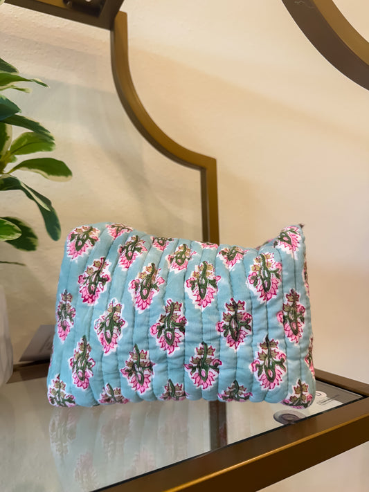 Coastal Sage Quilted Makeup Bag