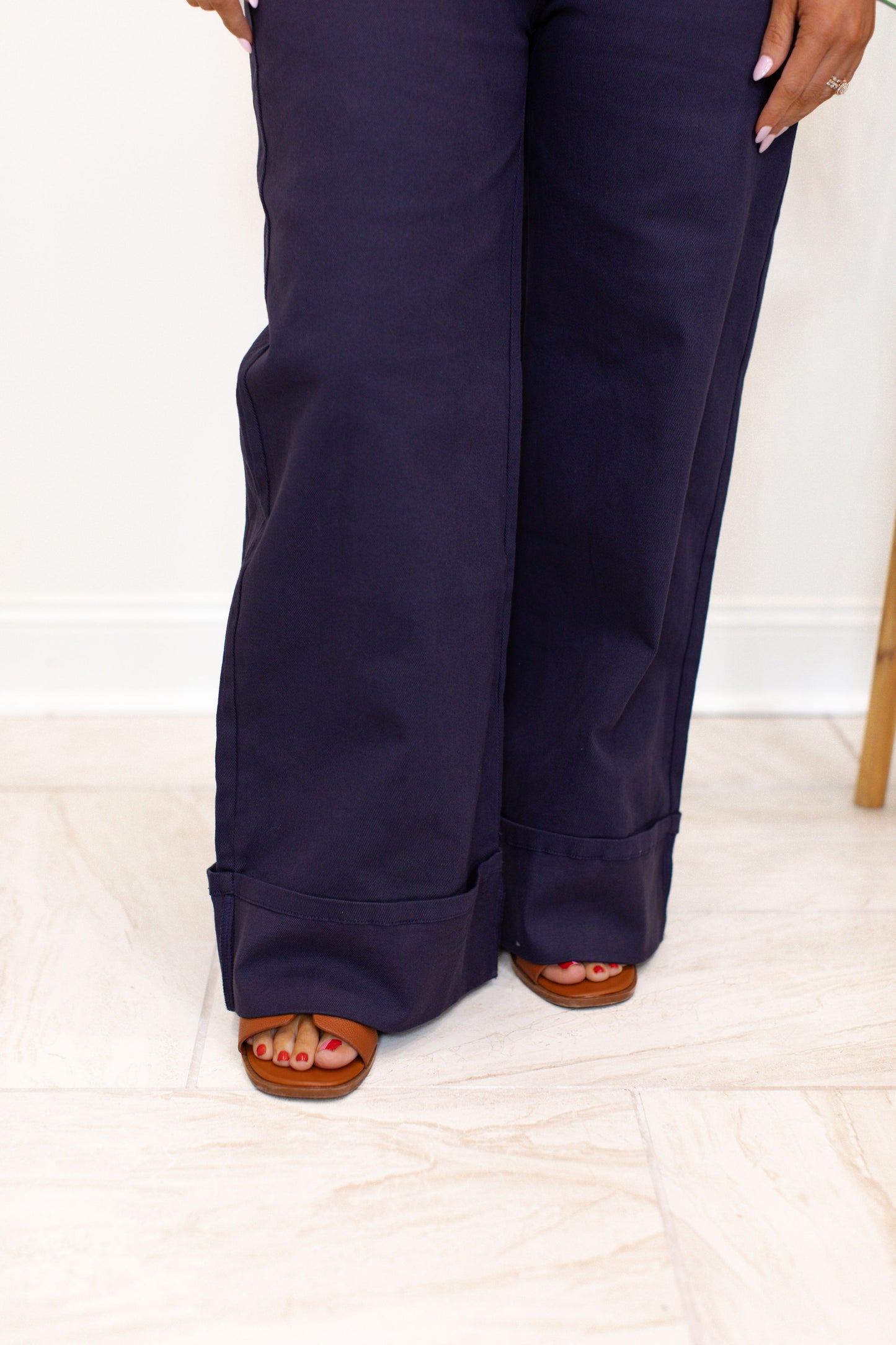 Navy Cuff Pants