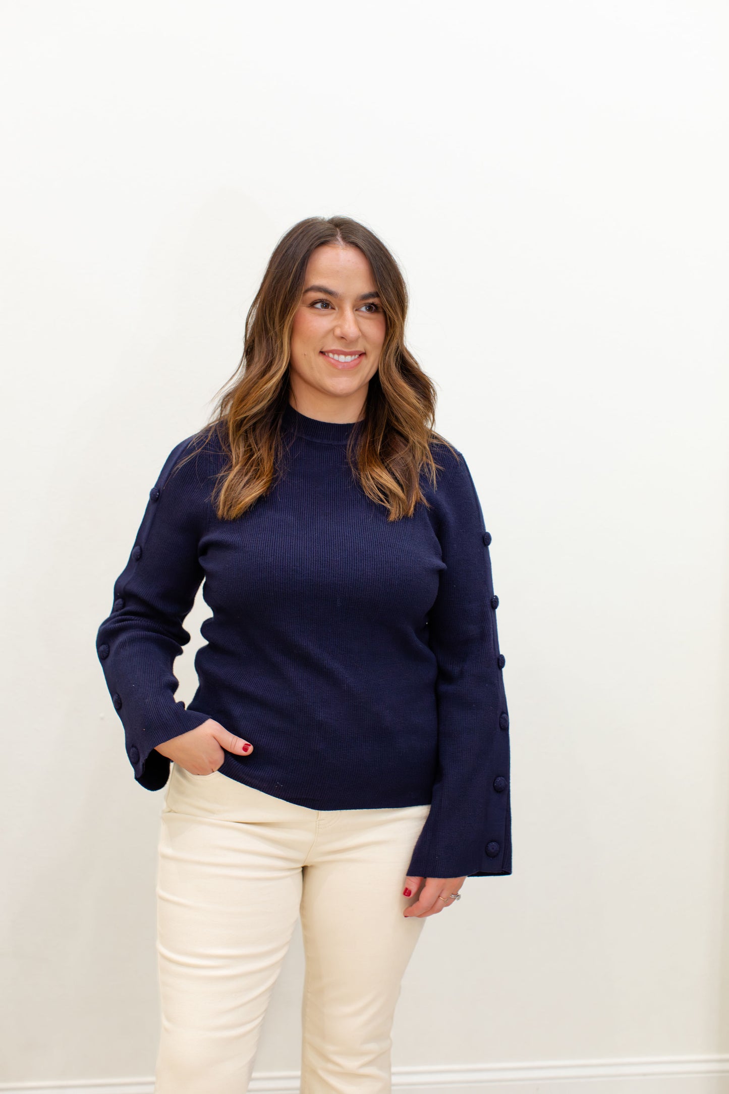 Navy Long Sleeve Ribbed Crew Neck Sweater