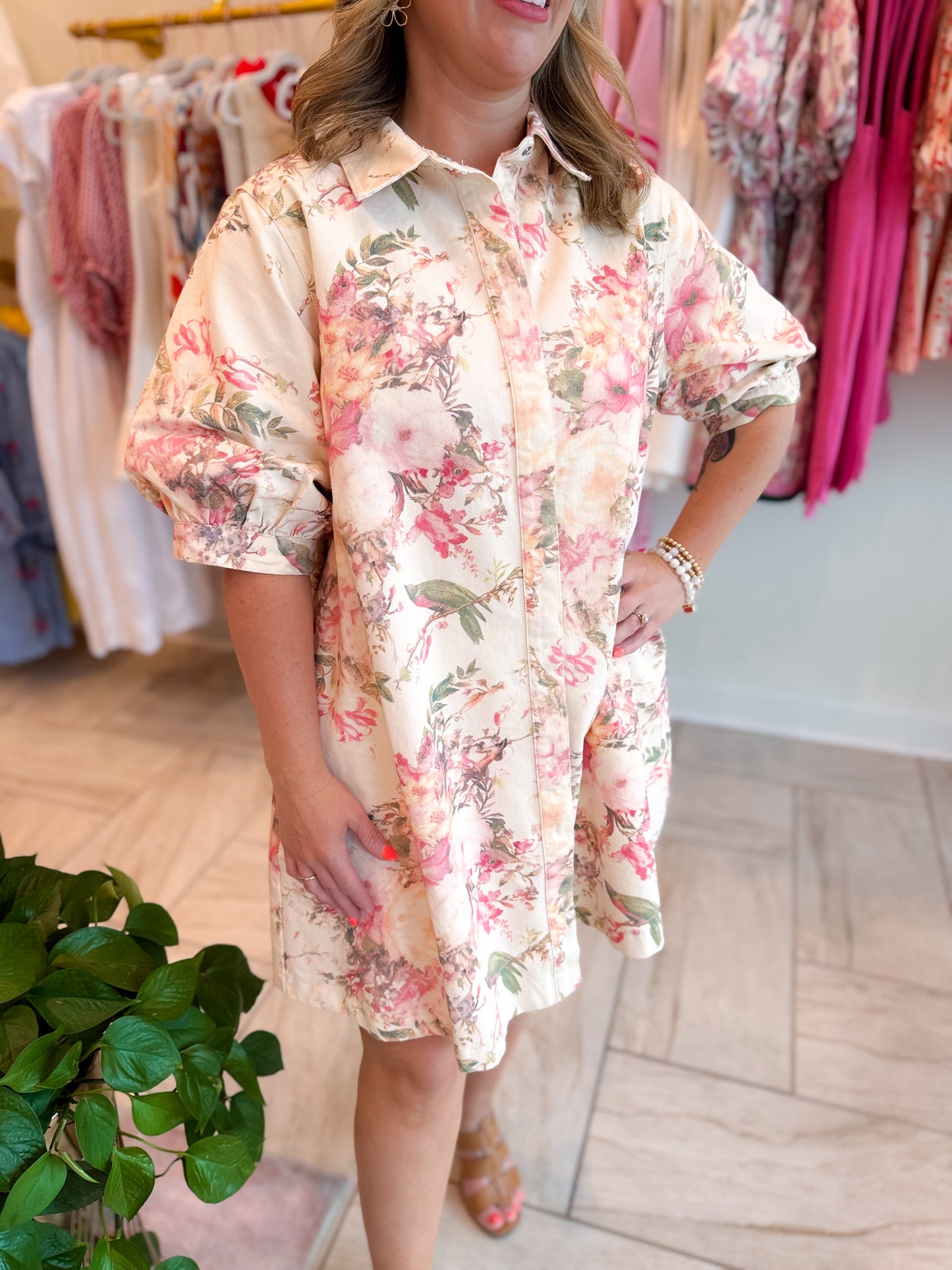 Denim Floral Dress