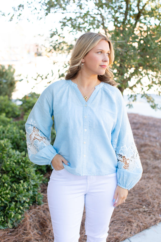 Raglan Long Embroidered Blouse