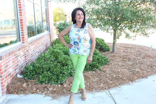 Side Knot Cropped  Denim Pants-Keylime