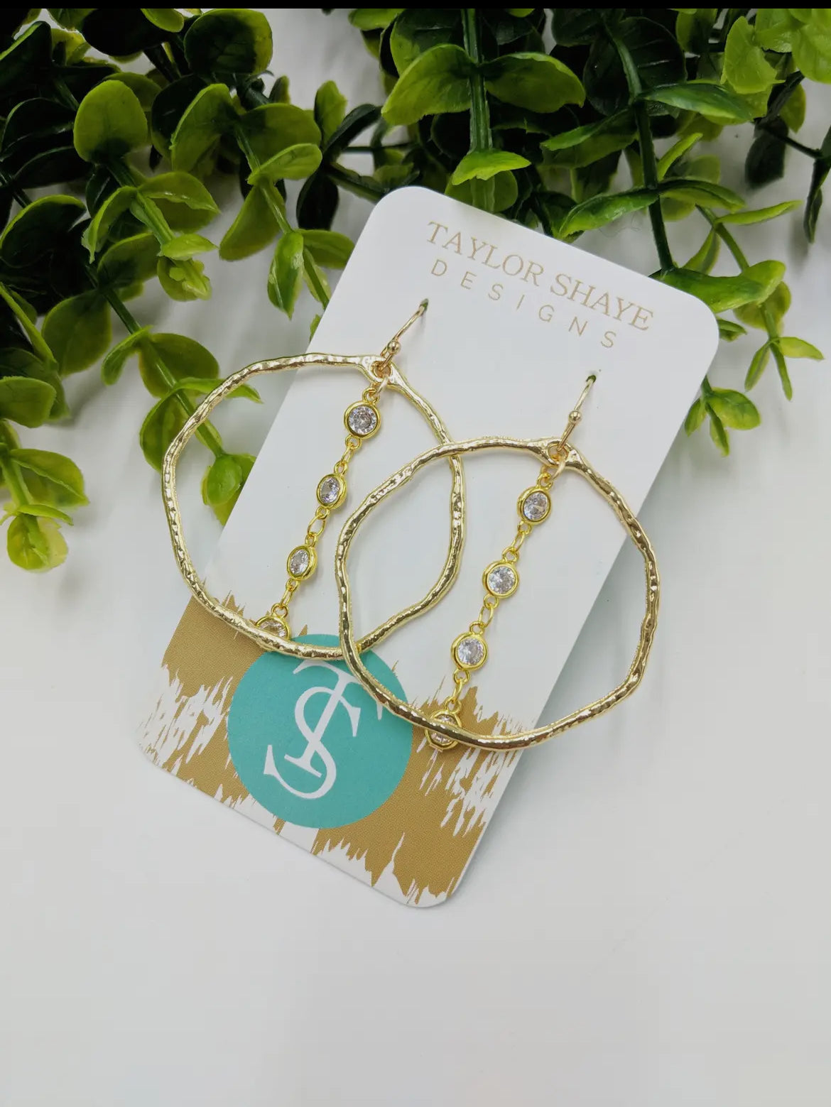 Crystal Hammered Hoops