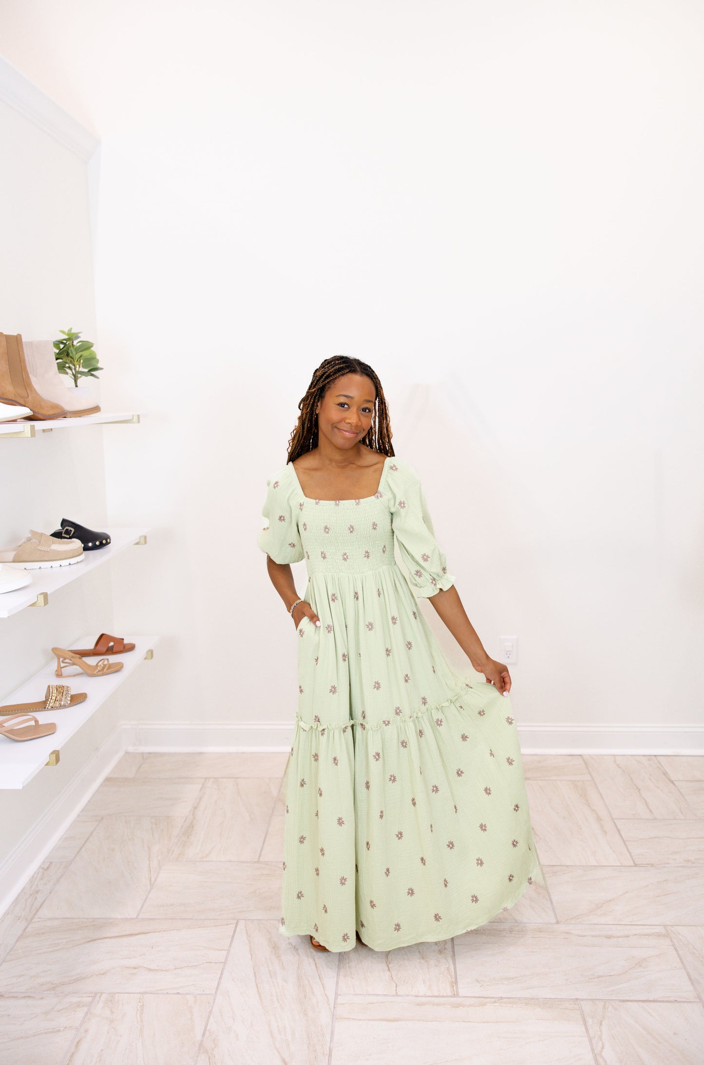 Flower Embroidered Maxi Dress