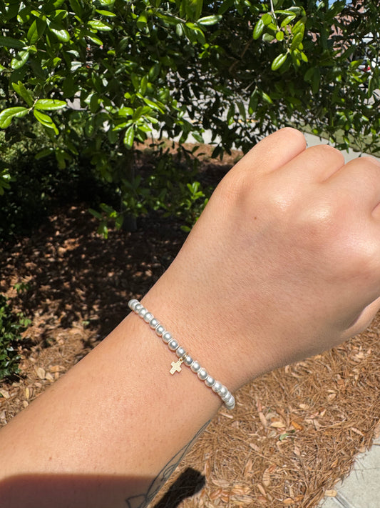 Luxe Cross Bracelet- White