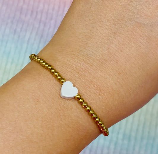So Very Loved Heart Bracelet-White