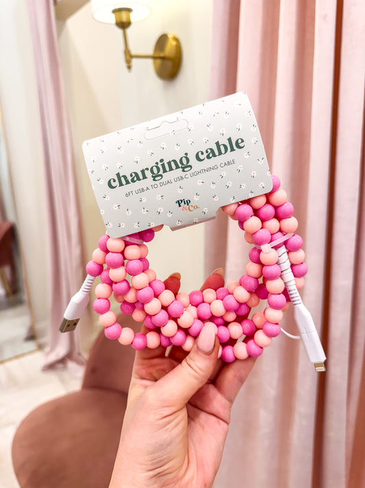 6ft Beaded Phone Charger - Pink Ombre