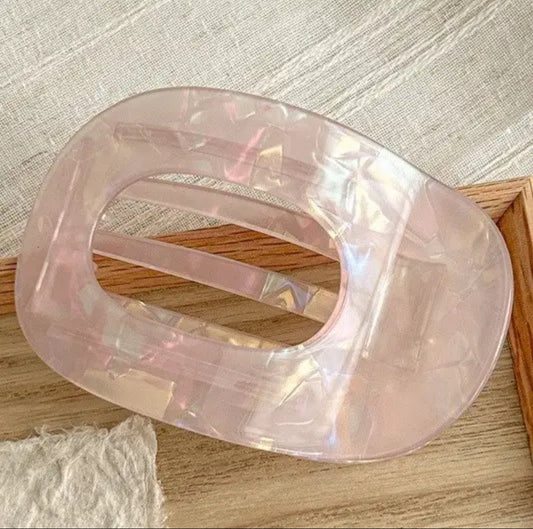 Jumbo Flat Oval Hair Clip - Pink